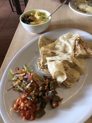 Lensu Roti vegan meal  at 7 Siri - Taste of Sri Lanka in Auckland