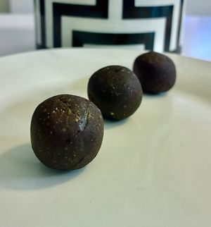 Peanut butter and cacao balls at Innocent Sweets in Dubai