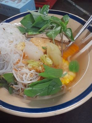 My take away breakfast noodles at Quán Chay Xanh Vegan in Ho Chi Minh City