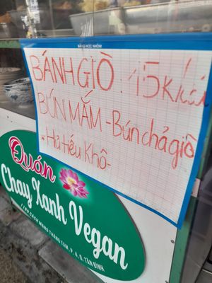 Outside sign at Quán Chay Xanh Vegan in Ho Chi Minh City