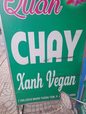 Sign at Quán Chay Xanh Vegan in Ho Chi Minh City