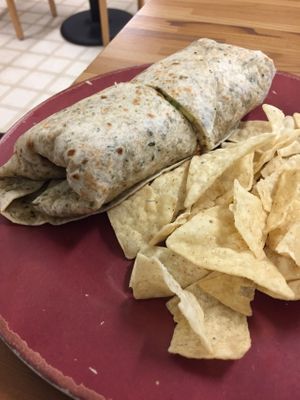 Vegan tempeh spinach wrap at Sunflower Natural Food Store and Deli in Yuba City