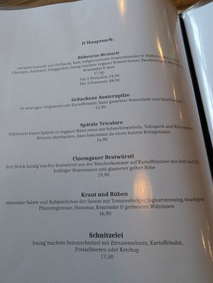 Speisekarte at Rübenrot in Augsburg