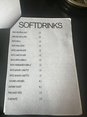 Menu: softdrinks   at DIE schwestern in Nuremberg