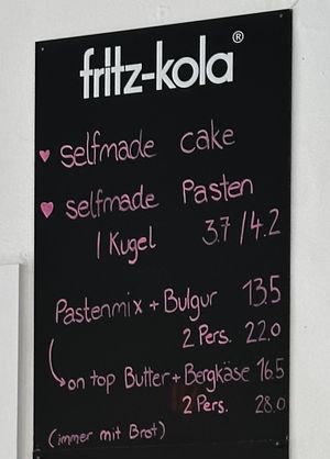Menu on chalk board  at DIE schwestern in Nuremberg