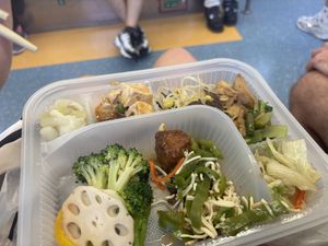 I already ate some… whoops!   at  Vegetsai Vegan Bento - Taipei Main Station in Taipei
