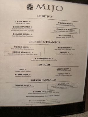 Menu  at MIJO - Modern Mexican Restaurant in Las Vegas