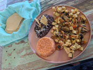 Mexican tofu scramble at VeganBarrio in Cozumel