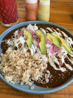 Enmoladas at VeganBarrio in Cozumel