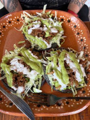 Sopes at VeganBarrio in Cozumel