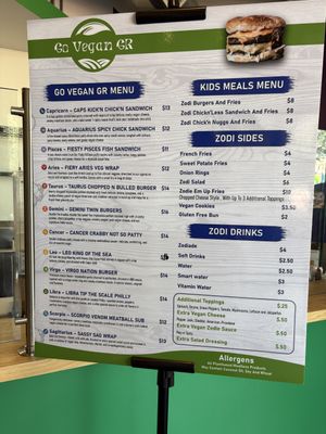 Menu  at Go Vegan GR in Grand Rapids