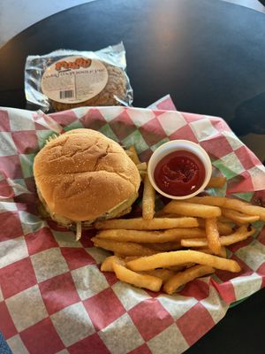 Gemini burger, fries, and dessert!  at Go Vegan GR in Grand Rapids