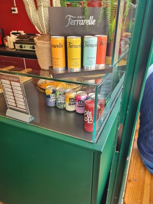 Soft drinks including kombuchas at Focacceria Cecino in Milan