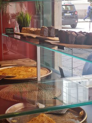 Dessert with cakes, muffins at Focacceria Cecino in Milan