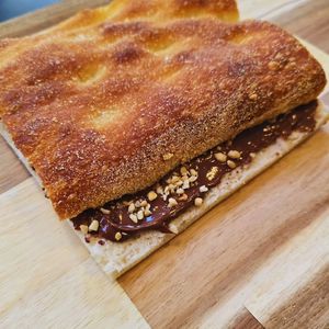 Cecino Goloso: plant-based Nutella and chopped hazelnuts at Focacceria Cecino in Milan