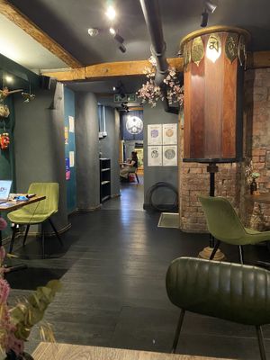 Inside the bar  at Hinterland Alcohol-Free Bar and Cafe in Manchester