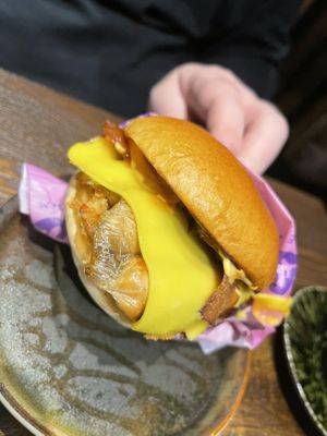 Breakfast burger   at Hinterland Alcohol-Free Bar and Cafe in Manchester