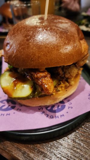 Korean Burger at Hinterland Alcohol-Free Bar and Cafe in Manchester