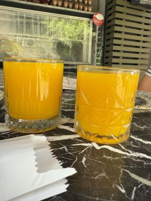 Freshly squeezed orange juice  at Casius Antioch Kitchen Restaurant in Istanbul