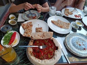 3 of the couple of vegan dishes on this pic at Casius Antioch Kitchen Restaurant in Istanbul