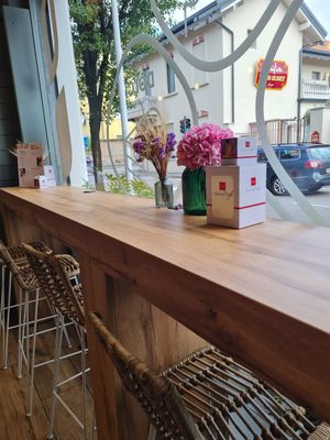 Inside seats at Pan di Bolle in Seregno