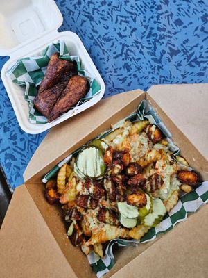 Hot fries & wings at Mike's Vegan Grill in Wilmington