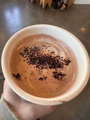 Hot chocolate with oat milk !   at Olympia Coffee Roasting Co in Olympia