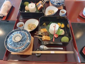 First platter at Hanbey Fu in Kyoto