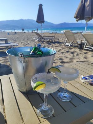 Margaritas and beers at Heaven Beach in Crete