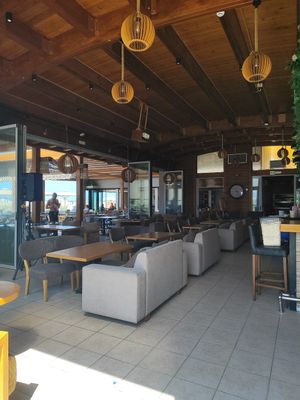 Indoor seating at Heaven Beach in Crete
