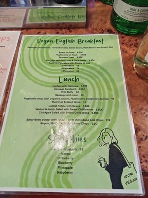 Vegan menu August 2025 at Churchill's Kandy's in Mallorca