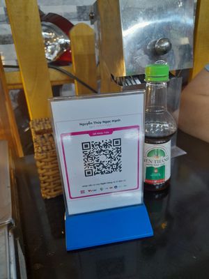 Payment by cash or bank transfer at Thanh Hiếu Vegan House in Ho Chi Minh City