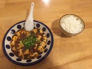 Mabo tofu and rice at Lo Fuo in Osaka