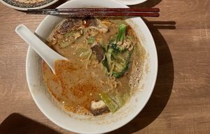 Vegan dan dan noodles, with sesame. (Already started eating)  at Lo Fuo in Osaka
