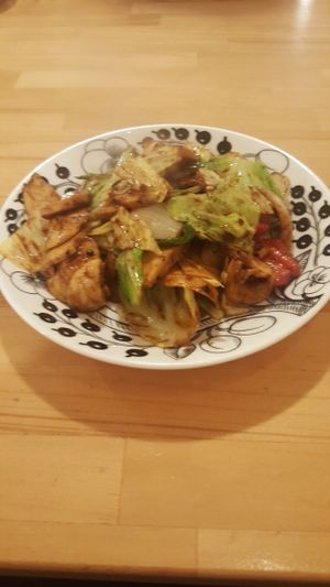 dried tofu and cabbage spicy miso fries at Lo Fuo in Osaka