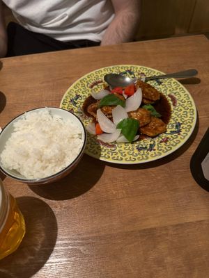 Sweet & sour soy protein at Lo Fuo in Osaka