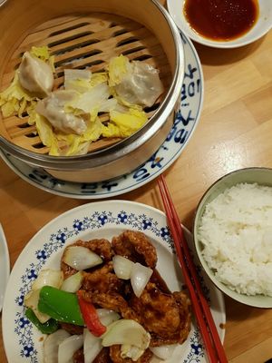 sweet and sour soy meat & veggie dumplings at Lo Fuo in Osaka