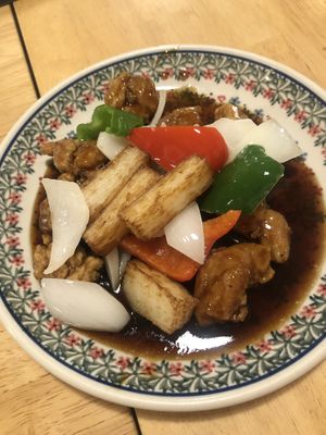 Sweet and sour soy meat  at Lo Fuo in Osaka