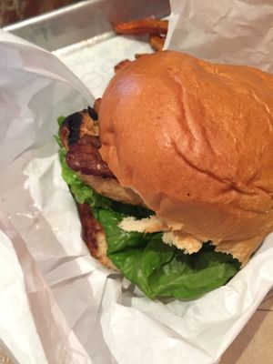Chicken and tempeh bacon burger  at HipCityVeg - University City in Philadelphia