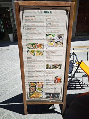 Outside menu at Pho Fi in Florence