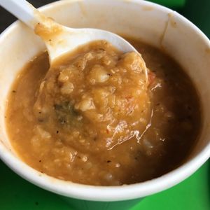 Red lentil soup vegan at Earthly Delights in Osterville