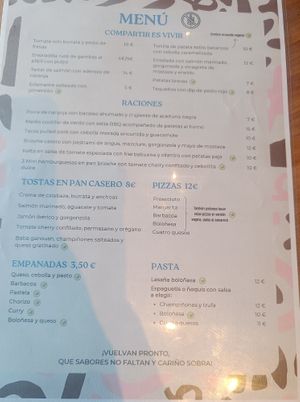 Spanish menu at Yummy Brunch in Malaga