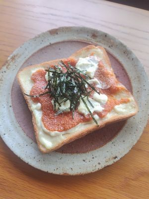 ヴィーガン明太子トースト at Vegan Ramen YADOKARI in Fukuoka