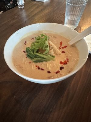Spicy tomato ramen  at Vegan Ramen YADOKARI in Fukuoka