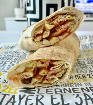 Large fries sandwich  at Malak Al Tawouk - Motor City in Dubai