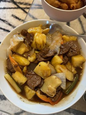 Beef style pineapple   at Great Wall in Norwich