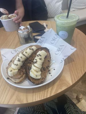Nutty Butty and iced matcha latte at ORA Wellness Cafe in Norwich