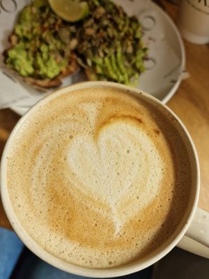 Oat latte at ORA Wellness Cafe in Norwich