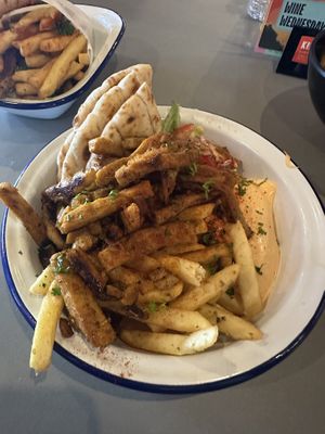 Close up of vegan gyros  at ThatZiki - Kargo MKT in Salford