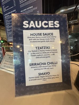 Sauces (the 2 bottom ones are vegan)  at ThatZiki - Kargo MKT in Salford